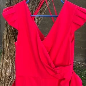 ANTONIO MELANI Vibrant Red Backless Jumpsuit